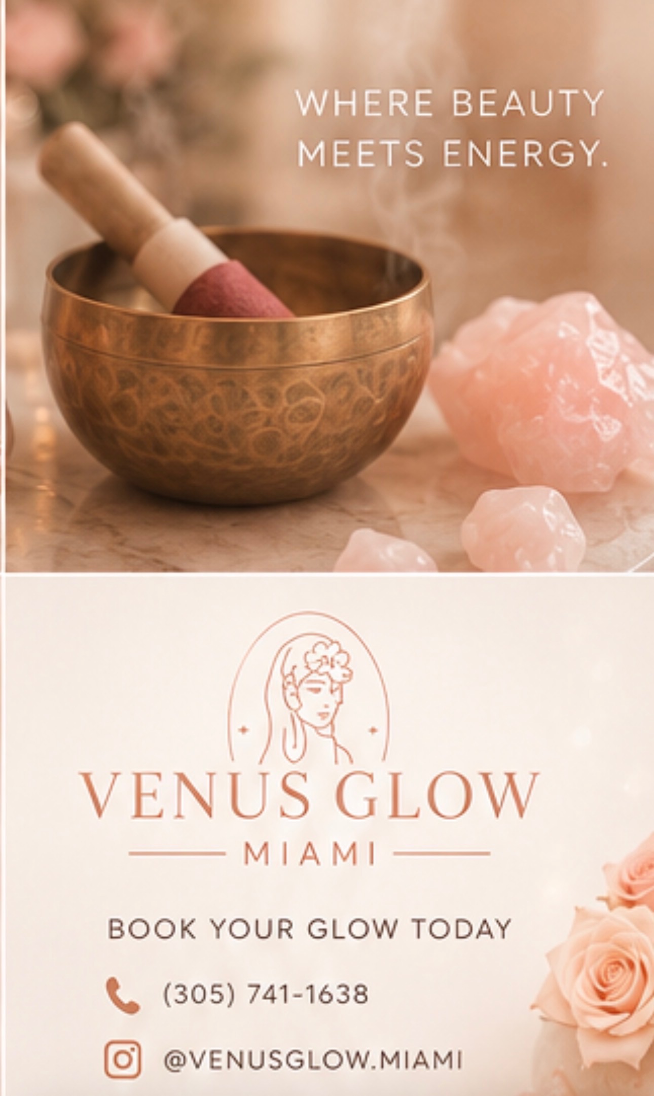 Singing bowl and rose quartz